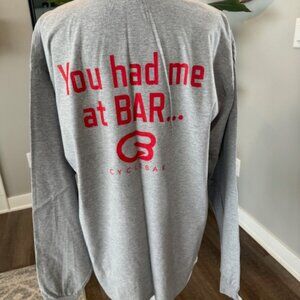 NEW Mens Hanes Long Sleeve Beefy T Cyclebar 2-Sided Print & FREE koozie